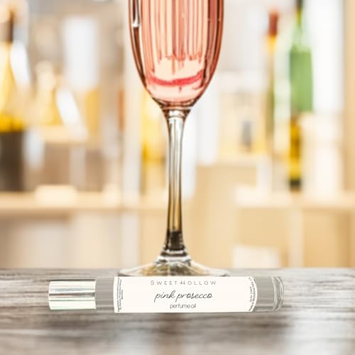 SweetHollow Pink Prosecco Perfume Oil, Made with Coconut Oil, Infused with Essential Oils, Long Lasting, Highly Fragrant, Blush Rose Champagne Wine Scent