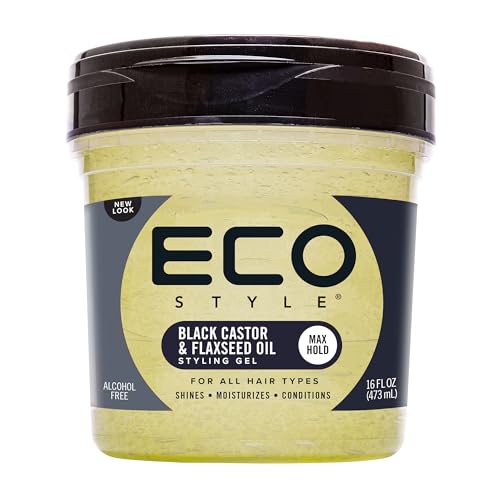 Eco Style Ecoco Gel - Black Castor Flaxseed Oil - Long Lasting Shine - Nourishes And Repairs Damaged Hair - Promotes Healthy Sca