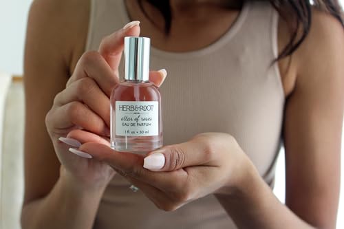 Herb & Root Rose & Sandalwood Eau de Parfum: Long-Lasting Clean Vegan Perfume for Women with Natural Oils, Cruelty-Free Womens Fragrance, Body Spray, Perfumes para Mujer