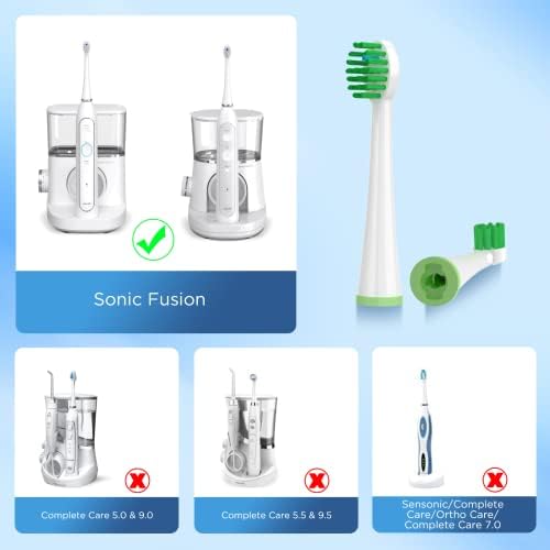 Replacement Toothbrush Heads for All Waterpik Sonic Fusion Models (SF-01, SF-02, SF-03, and SF-04 Series), Compact, with Covers, 5 Count, White