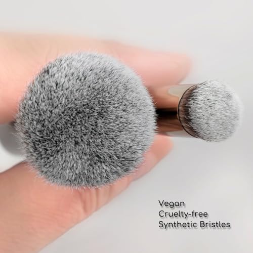 ENERGY Makeup Brushes Set Professional Kabuki Foundation Concealer Brush Under Eye Nose Contour Brush for Liquid Cream Powder Blending Buffing with Travel Bag 3PCS