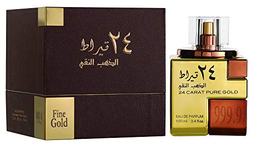 Lattafa Perfumes 24 Carat Pure Gold for Unisex Eau de Parfum Spray, 3.4 Ounce