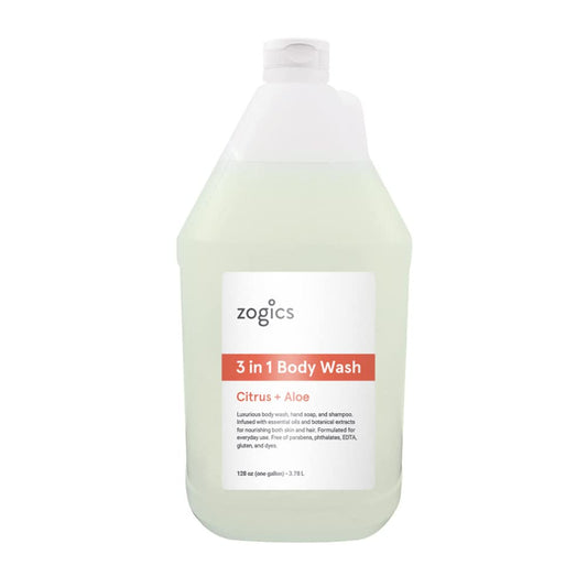 Zogics 3-in-1 Body Wash - Body Soap, Shampoo, and Hand Soap Liquid Refill All-in-One, Hydrating Plant-Based Formula, Refreshing