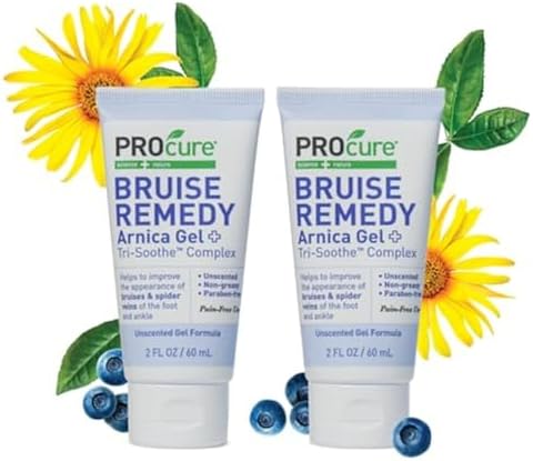 PROcure Arnica & MSM Bruise Remedy Gel – Unscented, Paraben-Free Arnica Montana Gel with Tri‑Soothe Complex for Bruising & Spider Veins, 2 Pack