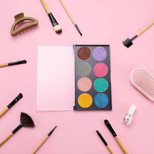 Sumind 6 Pcs Magnetic Makeup Palette with Clear Top with 120 Pcs Metal Sticker for DIY Eyeshadow Lipstick Blush Powder 7.72” x 4.33”