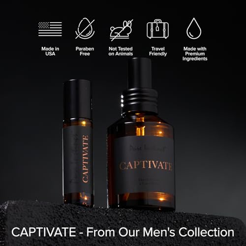 Pure Instinct CAPTIVATE The Original Pheromone Infused Essential Oil Perfume Cologne - Men's Collection - TSA Ready (Roll On Bottle 0.34 Fl. Oz./10.2mL)