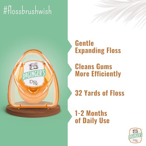 Dr. Ginger's White Charcoal Dental Floss - Expandable Floss for Deep Cleaning, Mint - 32yds, 3 pcs - Tooth Floss Infused with Coconut Oil and Xylitol for Effective Oral Care and Plaque Removal