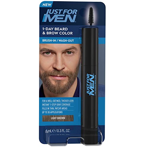 Just For Men 1-Day Beard & Brow Color, Temporary Color For Beard And Eyebrows, For A Fuller, Well-Defined Look, Up To 30 Applica