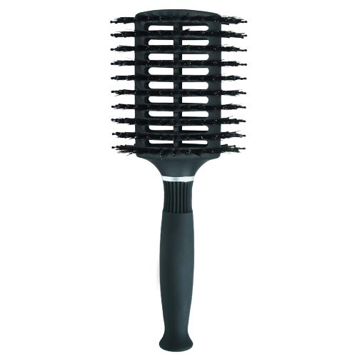 Kareco Oval Vent Brush, Dual Natural Boar Bristles And Soft Nylon Ball Tipped Pins, Vented, Ergonomic Grip