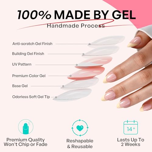 Yellow French Tip Press on Nails - GJZEZ Spring Almond Short Butter Yellow Soft Gel Fake Nails, Stunning Salon Quality False Glue on Nail | 16 Sizes - 32 Reusable Nail Kit with Glue, Buttermilk