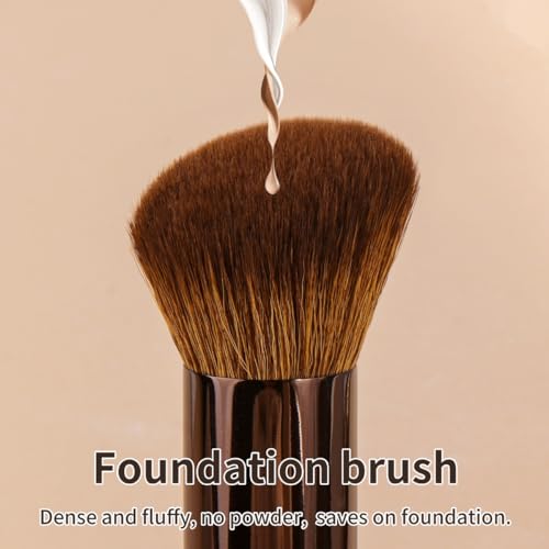 MAANGE 5 PCS Foundation Makeup Brush Set Double-ended Kabuki Mask Contour Brush for Liquid Powder Concealer Cream Cosmetics Blending Makeup Brushes (Coffee Gold)