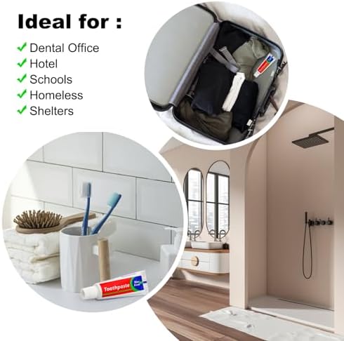 100pcs Travel Size Toothpaste Bulk - 0.88oz/25g Mint Mini Disposable Toothpaste for Hotel, Guests, Homeless, Charity