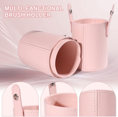 Makeup Brush Set 19 Pcs Premium Synthetic Foundation Powder Concealers Eye shadows Blush Travel Makeup Brushes Holder Set (Pink)