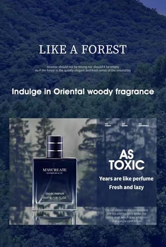 Men's Perfume, 55ml 1.86 fl oz, Black Glass Bottle Eau de Parfum