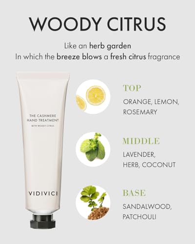 VIDIVICI The Cashmere Hand Cream with Shea Butter – Woody Citrus Scented Moisturizer for Dry & Cracked Hands – Repairs Skin Barrier – Soft Silky Texture – 1.69oz