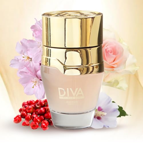 Jean Rish Diva Eau De Parfum - Perfume for Women (3.4 Fl Oz / 100ml) with Champagne Rose, Pink Pepper & White Musk Notes - Long Lasting and Luxury Fragrance
