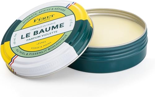Feret Le Baume Multi-Purpose Balm – Violette – Natural Lip Balm with Shea Butter & Honey – Hydrating Moisturizer for Dry Skin, Lips & Cuticles – Made in France – 50ml / 1.7oz