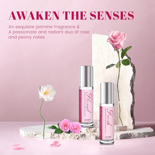 Aeshory Pheromone Perfumes for Women - 2 Pcs Rollerball Perfume, Enhanced Scents Pheromone Perfume, Roll-On Travel Perfume Long-Lasting Pheromone-Infused Essential Oil (Floral & Fresh)