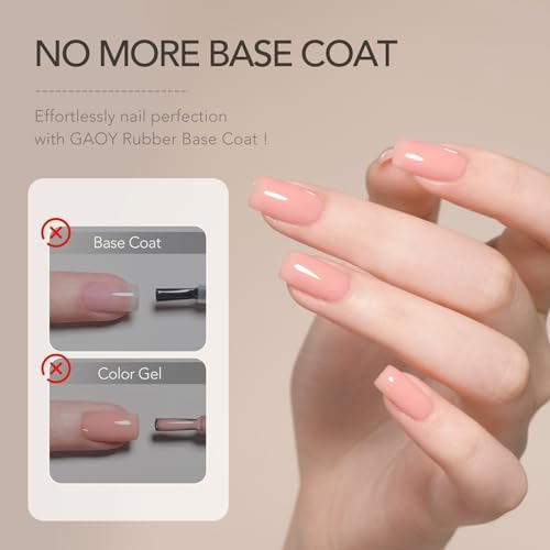GAOY 6 Colors Rubber Base Gel Set, Jelly Builder Base Nail Gel Nude Sheer White Pink, 2-in-1 Soak Off Nail Strengthener, Blush Jelly