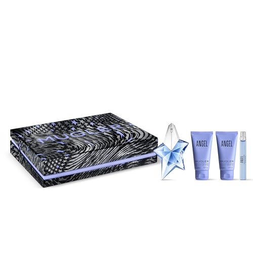 Mugler Angel Eau de Parfum - Women's Perfume Gift Set - Ambery & Woody - Fragrance, 1.6 Fl Oz, 1.6 Fl Oz Lotion, 1.6 Fl Oz Shower Gel, 0.33 Fl Oz Travel Size Perfume