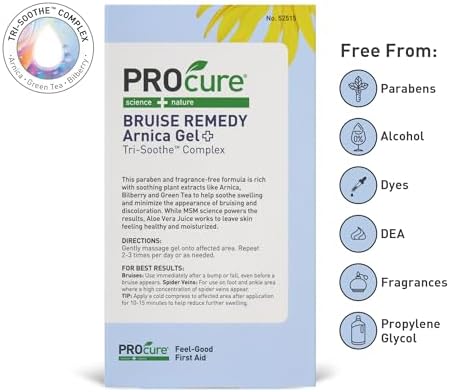 PROcure Remedy Gel with Arnica, Helps Improve the Appearance of Bruises & Spider Veins on the Foot and Ankle, Unscented & Paraben Free with Soft Touch Applicator, 2 Fl Oz
