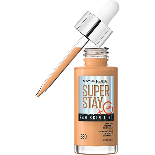 Maybelline Super Stay Up to 24HR Skin Tint, Radiant Light-to-Medium Coverage Foundation, Makeup Infused With Vitamin C, 330, 1 C