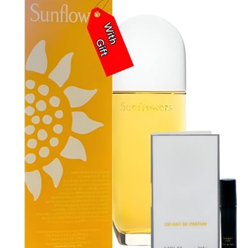 Sunflowers Perfume Eau De Toilette Spray Elizabeth A. 3.3 Oz with bundle Travel size Sample included