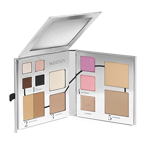 Woosh Beauty, Fold out Face Original Makeup Palette, Travel, All in One, Neutral Cream & Powder (#2.5 Medium Tan)