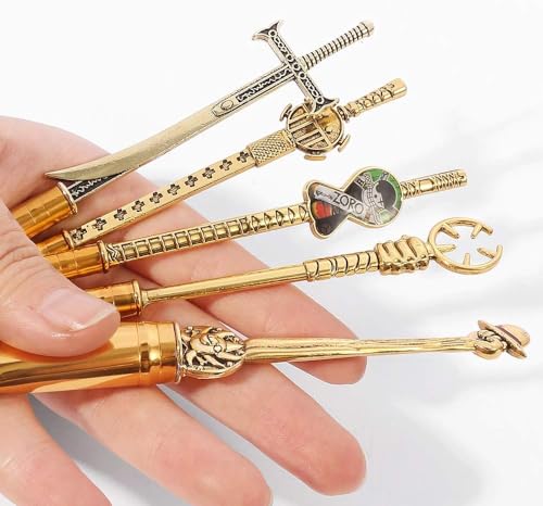 Set Of 5 One Piecess Anime Makeup Brushes - With Metal Handle, Velvet Gift Bag, Anime Peripheral, Birthday, Thanksgiving, Christmas, One Piece Fan Gift (Set)
