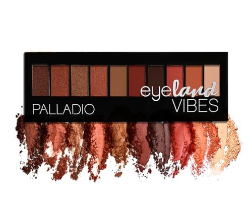 Palladio Eyeland Vibes, Escape to the Tropics, 10 Count Eyeshadow Palette, Seductive Nudes to Vibrant Hues, Complimentary Shades, Day and Night Looks, Rich Pigment, California Sunset