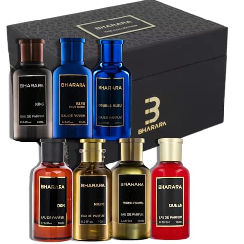 Collection Gift Set 7 pzas King|Blue|Double Blue|Don|Niche|Niche Femme|Queen EDP 10ml/0.34oz Unisex | Citrus, Aquatic,Aromatic, Spicy a modern and long-lasting scent