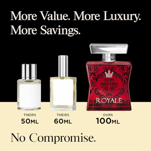 Eternal Royale - Inspired by Iconic Ambery Saffron Perfume - 3.4 oz (100ml) - EDP - Long-lasting - Clean Ingredients - Unisex Perfume for Men & Women - 2000 sprays per bottle