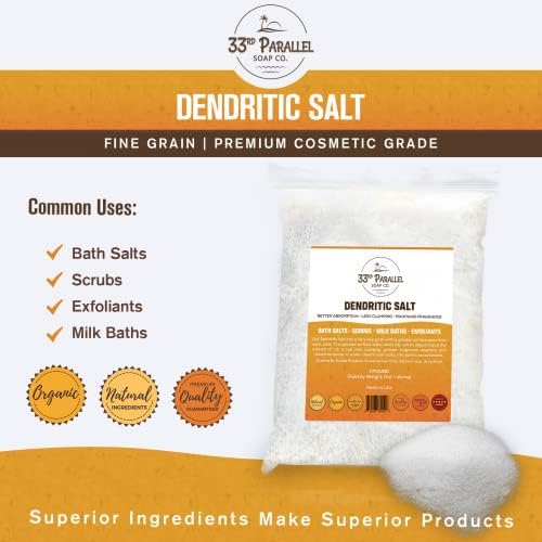 DENDRITIC Salt (2 lbs / 32 oz) Premium Fine Grain for Bath Salts, Scrubs, Exfoliants, Milk Baths & More | Sizes 1 to 5 LBS | (2 Pound)