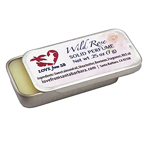 Compact Personal Wild Rose Solid Perfume | Luxurious Artisan Spa Gift for Her | Convenient, fits in your purse or travel bag | Rose Perfume
