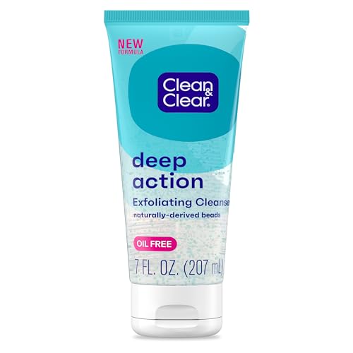 Clean & Clear Oil-Free Deep Action Facial Cleanser With Pro-Vitamin B5, Gentle Exfoliating Daily Face Wash Cleans Deep Down To T