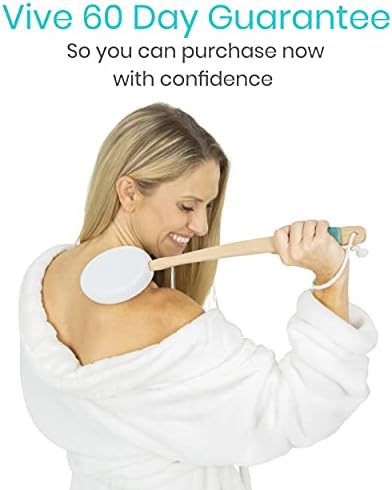 Vive Lotion Applicator for Back, Feet (17.5") - Self Washer Beauty Shower Sponge, Long Handle Cream Wand for Elderly, Women - Apply Medicine, Skin Cream, Body Wash, Sunscreen -Easy to Clean