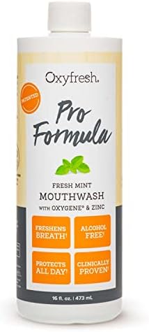 Oxyfresh Premium Pro Formula Fresh Mint Mouthwash – Patented Zinc Mouthrinse for All Day Fresh Breath & Healthy Gums – Refreshing & Alcohol Free Mouthwash | 16oz