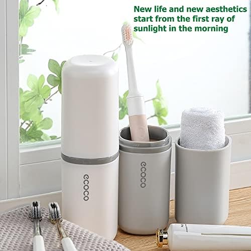 2PCS Toothbrush Travel Case,Multi-Function Portable Toothbrush Cove,Dustproof Toothbrush Holder,Suitable for Business Camping Travel or Daily Use(White + Gray)