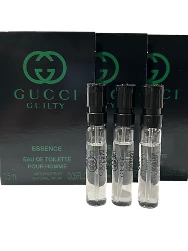 Gucci Guilty ESSENCE Sample Perfume Men EDT Spray Pour Homme MINI SMALL Travel Size 1.5 ML / 0.05 (0693) - set of 3