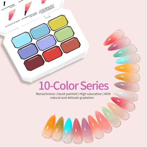 Ombre Gel Nail Polish Nail Sponges for Ombre 9 Series Colorful Blush Effect Gradient Painting Gel for Ombre Nails Multistyle French Manicure Nail Art DIY Home (A8, 1)