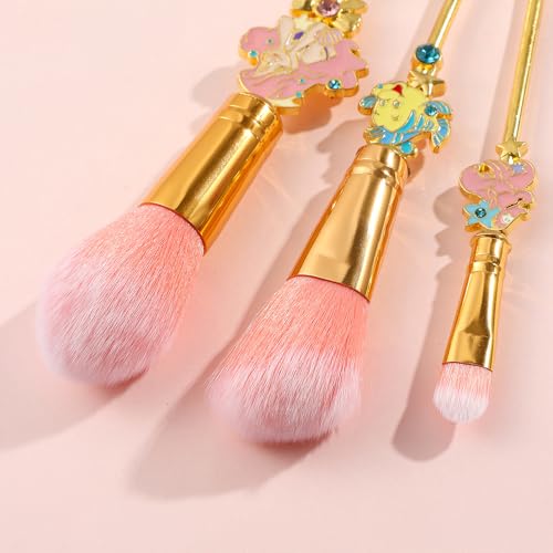 Snow White and Mermaid Makeup Brushes - Novelty Designed Classic Tales Theme Makeup Brush Set for Girls, Kawaii MakeupTool Gift for Women (NEW Pink)