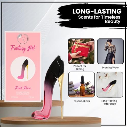 Fantasy Girl Mini High Heel Perfume Gift Set for Women (1oz/30ml x 5pcs) Pink Rose, Ambition, Desire, Perfect & Love, (Pack of 5)- Eau De Parfum