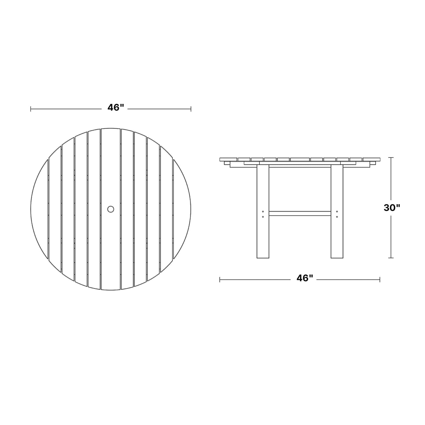 Wildridge Classic 46" Round Dining Table, Light Gray - Outdoor Weather Resistant Recycled Plastic Furniture for Patio