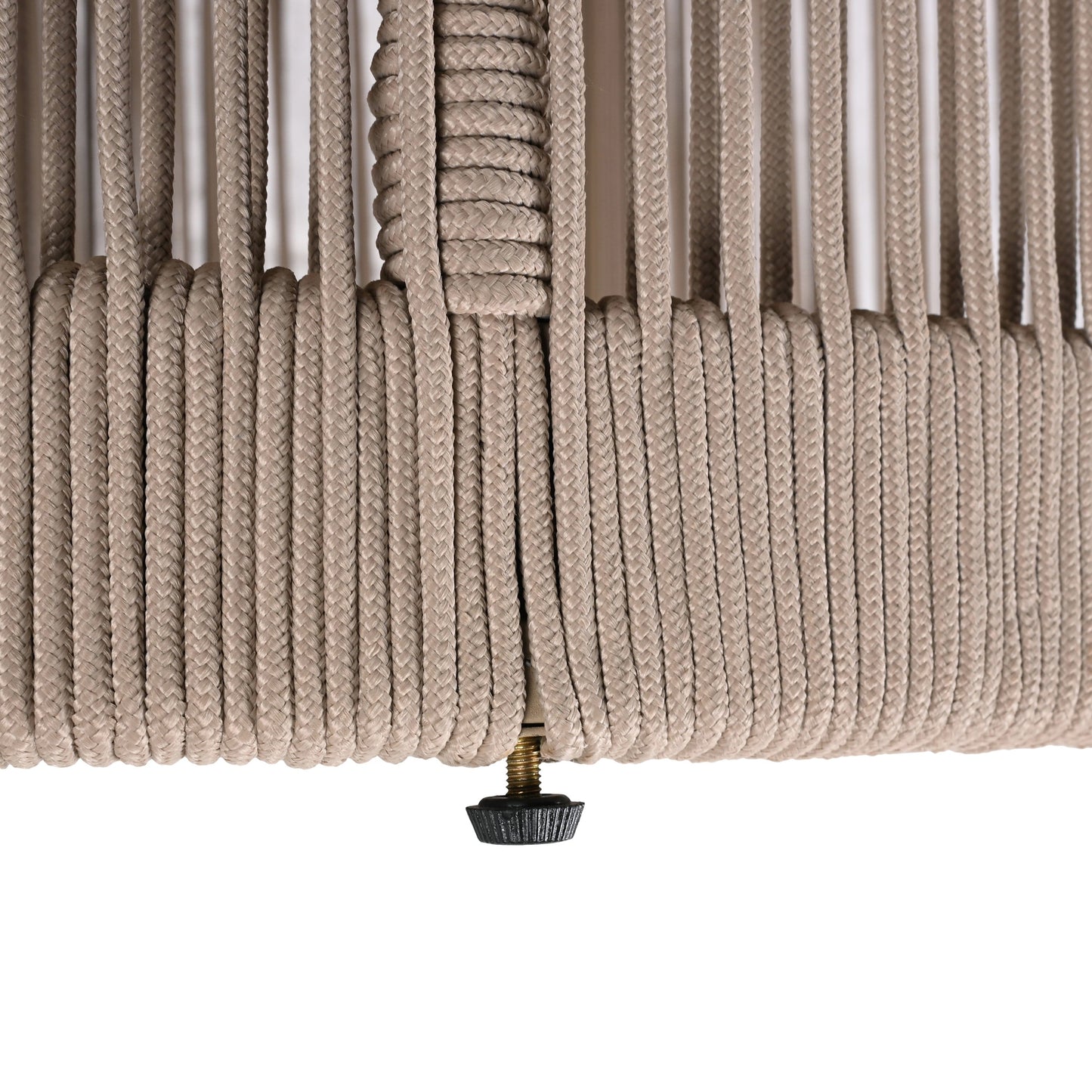 Outdoor Rattan Rope & Acacia Wood Side Table - Patio Balcony Furniture for Garden, Yard, Balcony - Weather Resistant(Rope Beige, Natural Iron)
