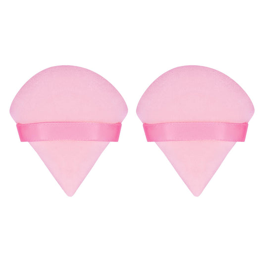 Flytianmy 2Pcs Triangle Powder Puffs, Face Makeup Puff For Body Loose Powder Beauty Makeup Tool Pink