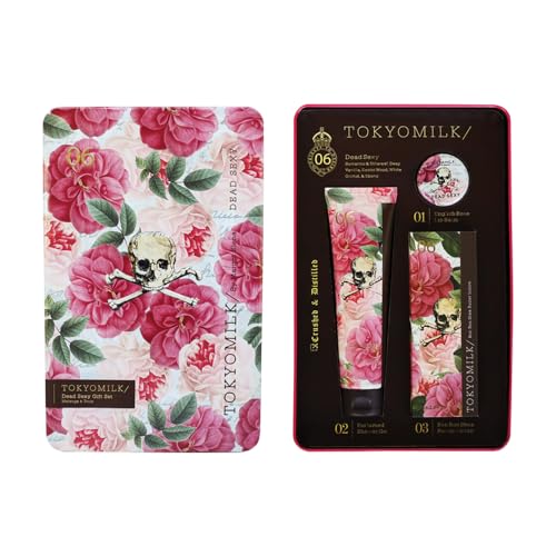 TokyoMilk Dead Sexy Gift Set Tin – Deep Vanilla, Exotic Wood, White Orchid, Ebony – Romantic & Ethereal, Embossed Tin, Perfumed Shower Gel, Shea Butter Handcreme & Nourishing Lip Balm