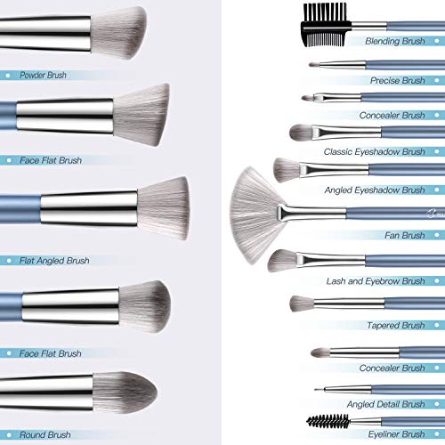 Makeup Brushes Makeup Brush Set, BESTOPE PRO Makeup Brushes Kit, 16Pcs Professional Makeup Brush Set for Eye and Face, Foundation Powder Concealers Blush Eyeshadow Brush Make UP Brushes Kit Blue
