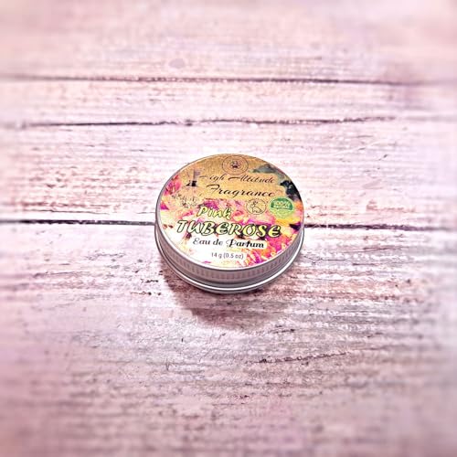 PINK TUBEROSE Perfume - Eau de Parfum - Solid Balm - Aromatherapy Essential Oils (Polianthes Tuberosa, Honeysuckle, Rose, Frangipani, Jasmine, Mandarin, Lily, Green Tea) - Natural Fragrance - 0.5oz