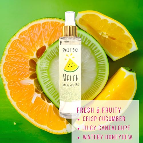 Cucumber Melon Soft & Fresh Women’s Body Mist, Fine Fragranced Body Perfume Misting Spray, Sensual light scent Fragrance, Hair & Body Spritz Essential Oils 6oz.