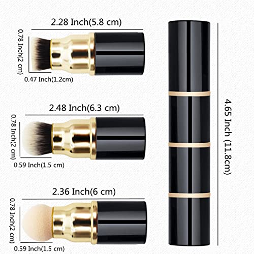 Travel Makeup Blush Brushes, Sinide 3 in 1 Professional Kabuki Brush Set Cosmetic Beauty Tool Foudation Brush Powder Puff for Mineral Powder, Contouring, Cream (1 Pcs)